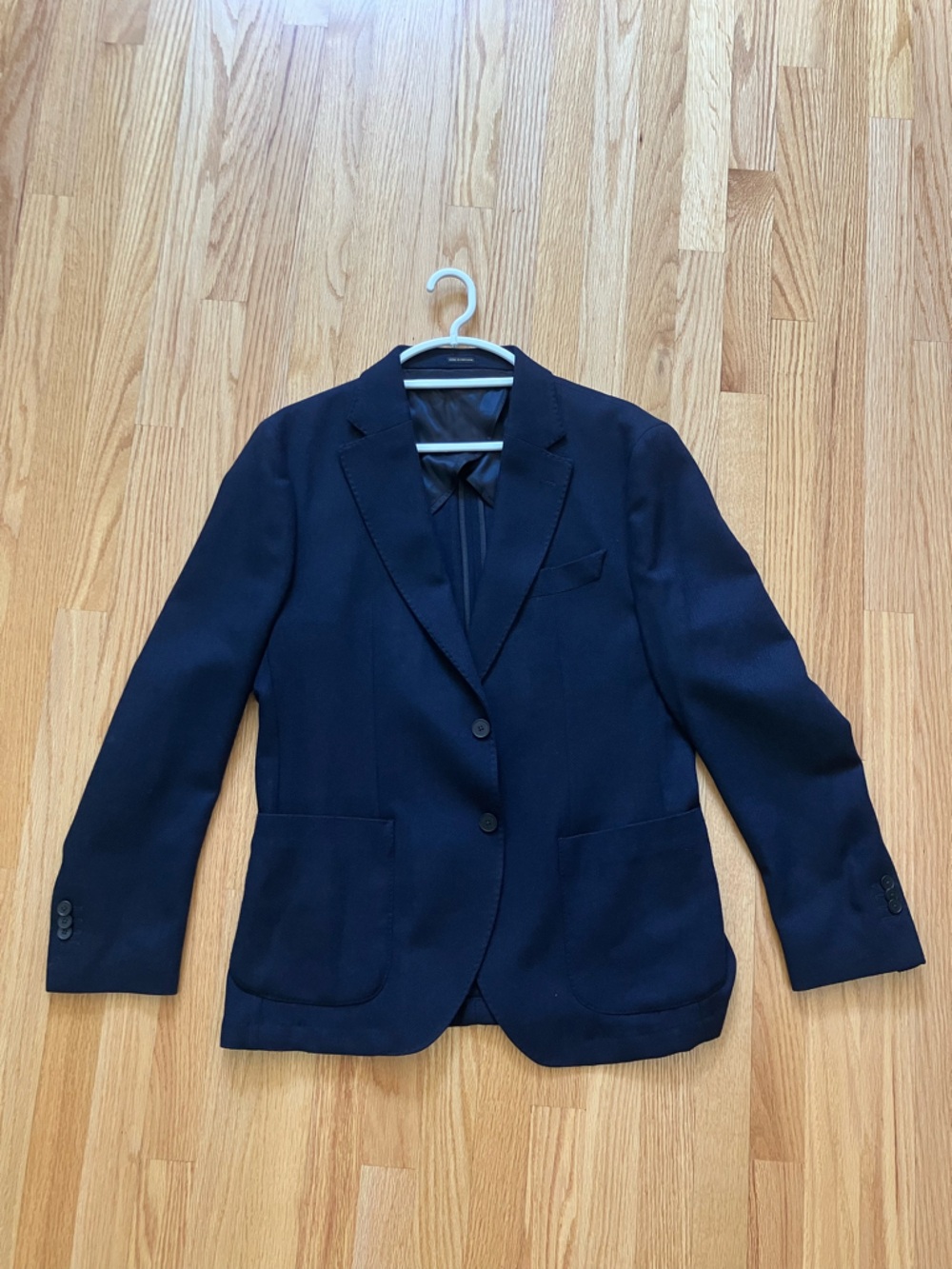 Massimo Dutti Navy Two-Button Textured Blazer - Picture 2 of 5